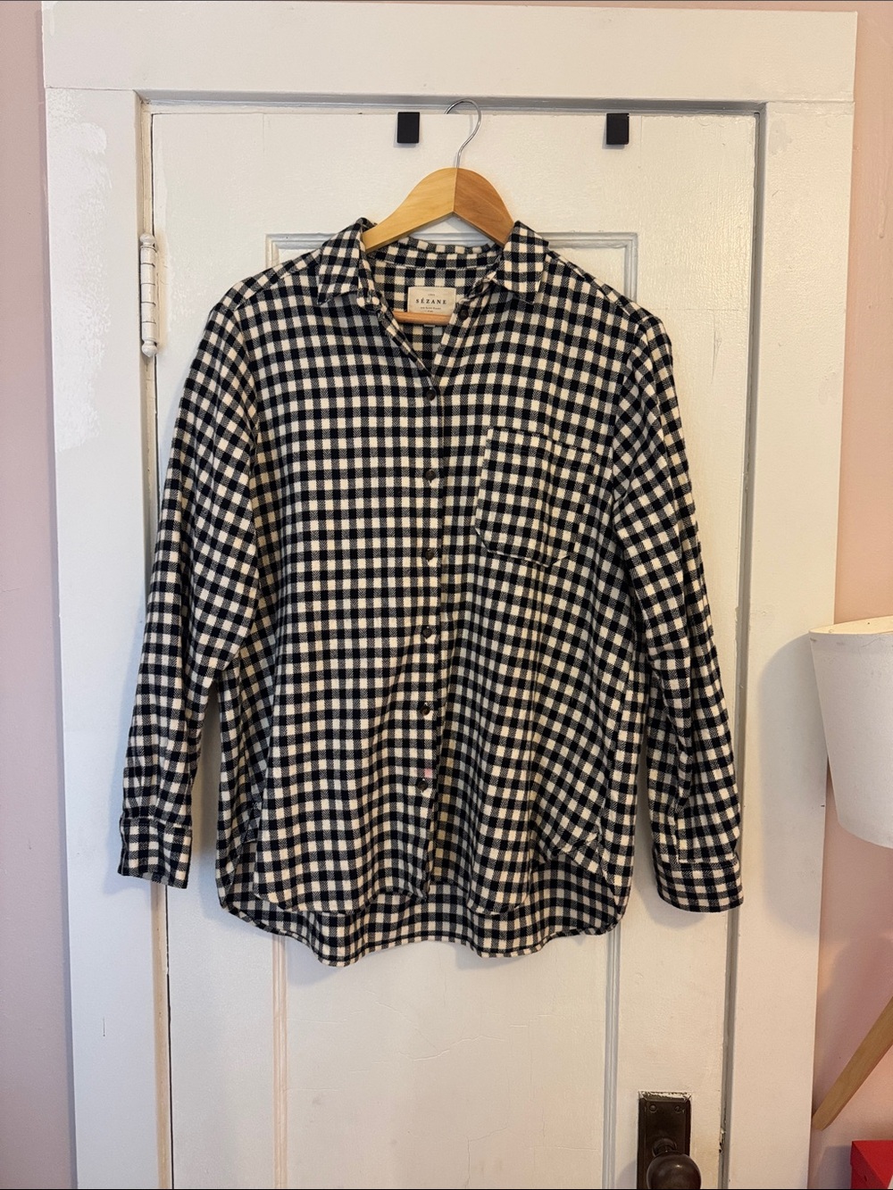 Sézane Max Shirt in 100% Organic Cotton Gingham Pattern